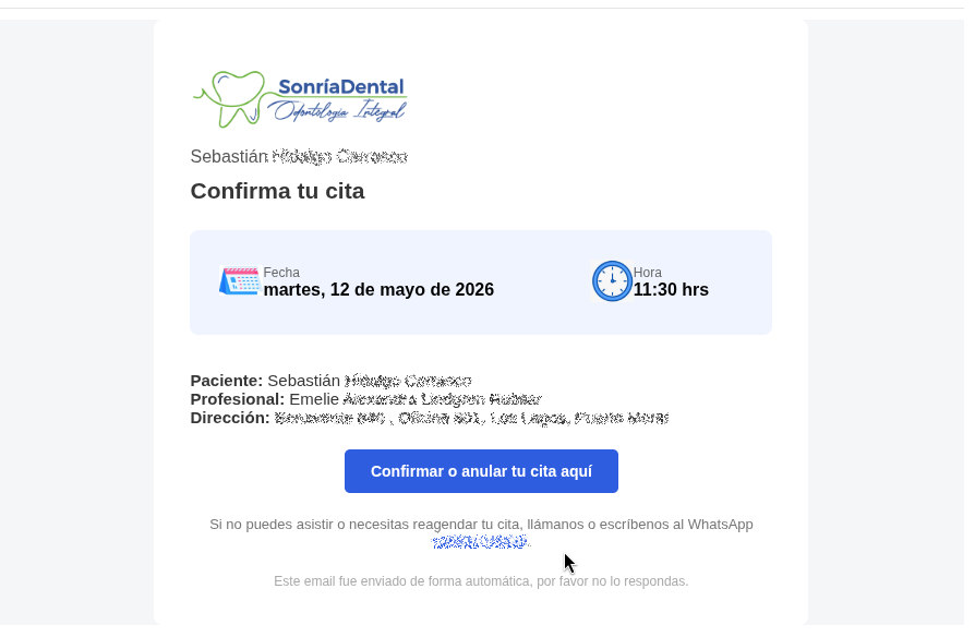 Confirmaciones automáticas